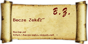 Becze Zekő névjegykártya